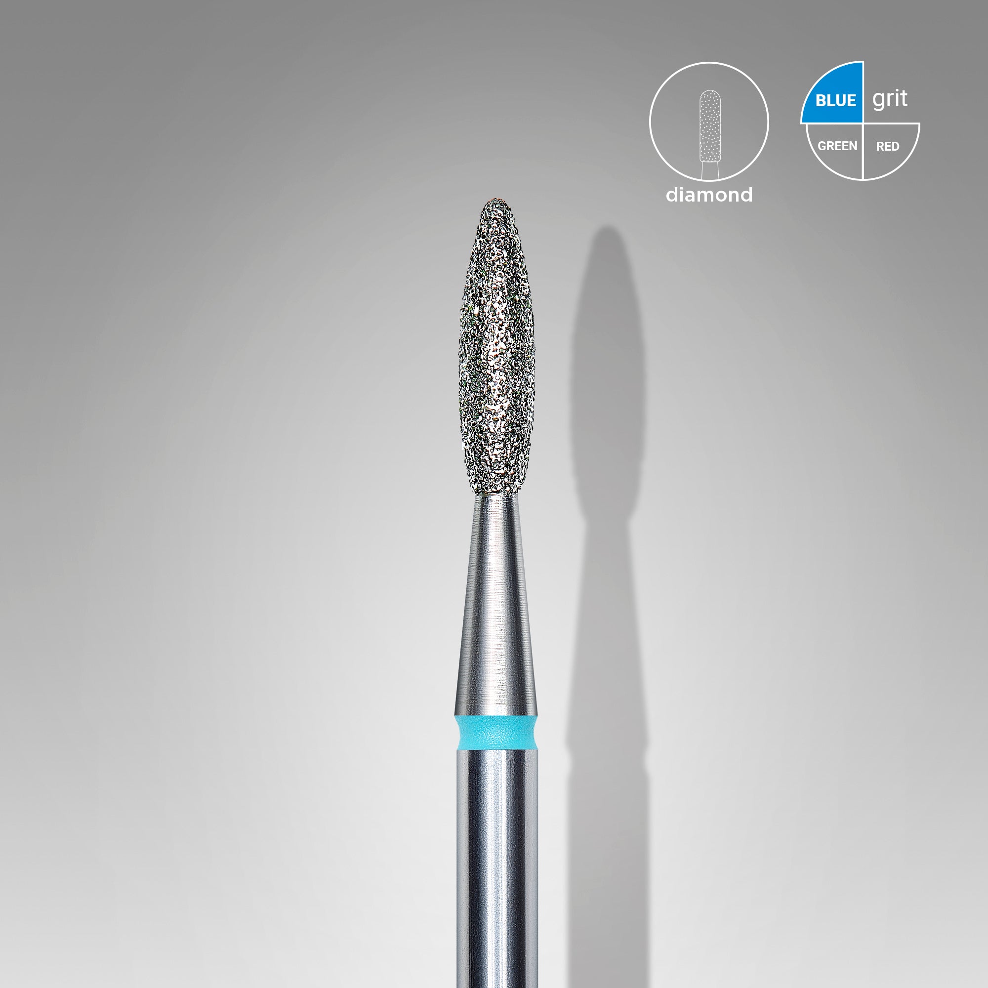 Diamond nail drill bit, "flame" , blue, head diameter 2.1 mm/ working part 8 mm image 0